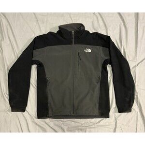 The North Face Apex Bionic Jacket Mens Medium Gray Black Softshell Full Zip